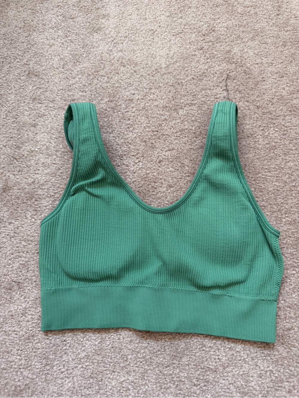 aerie Green Ribbed Scoop Bralette